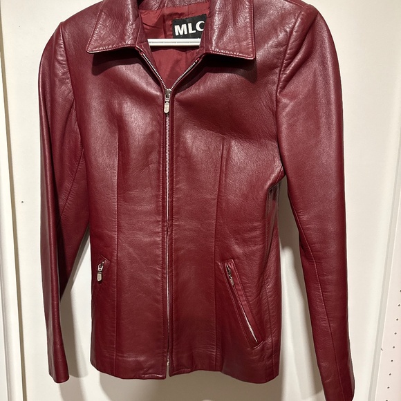 Burgundy Genuine Leather jacket - Picture 1 of 4